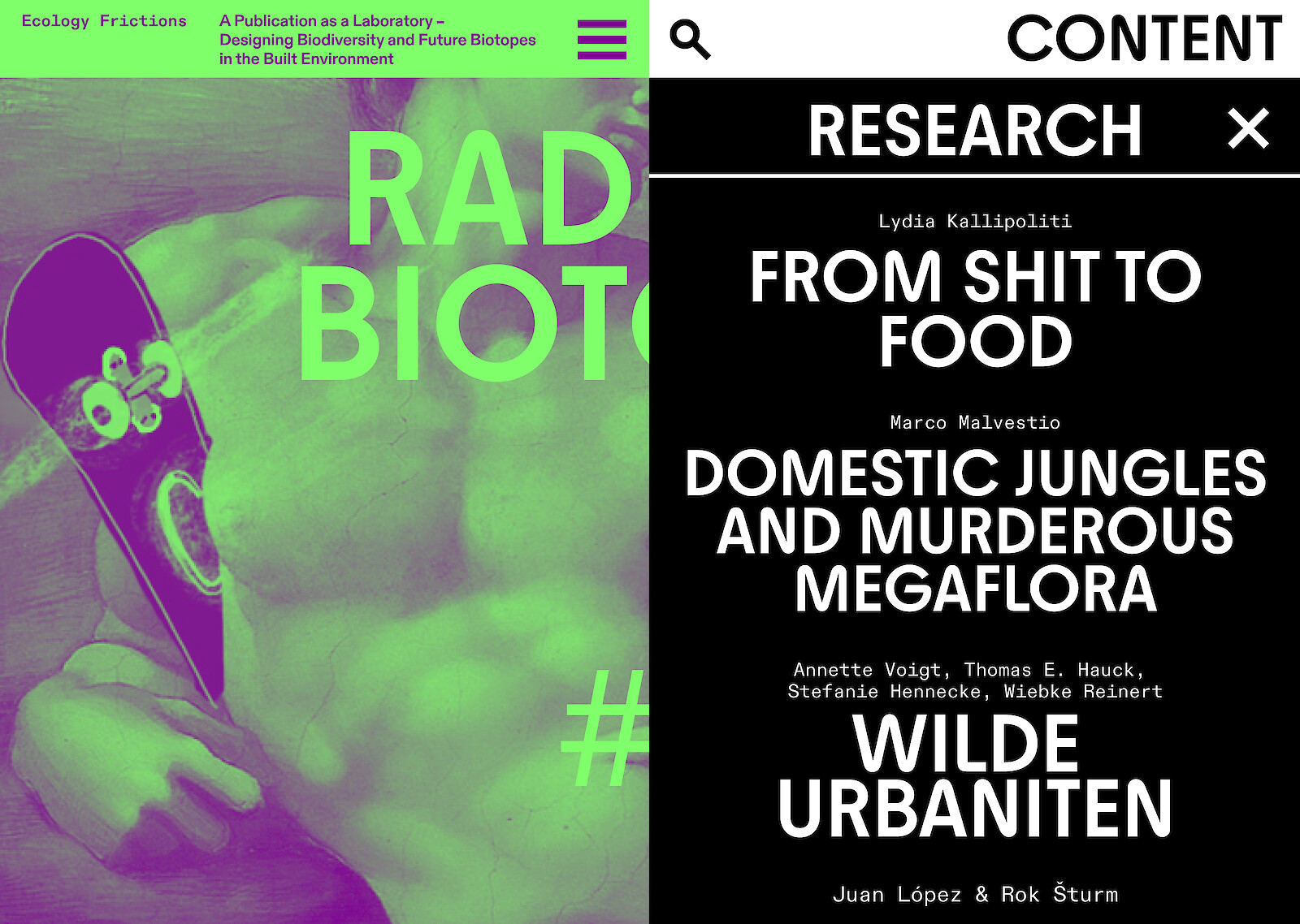 Ecology Frictions Webpub, draft: table of content