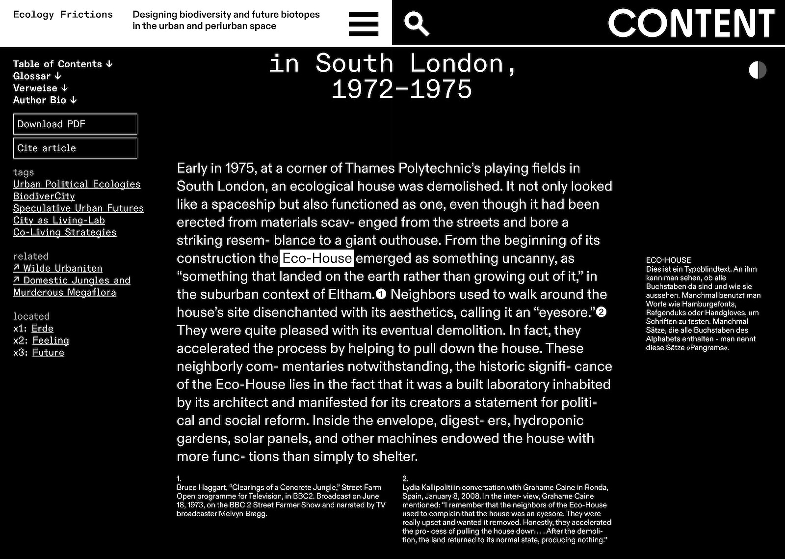 Ecology Frictions Webpub, draft: visionary essay